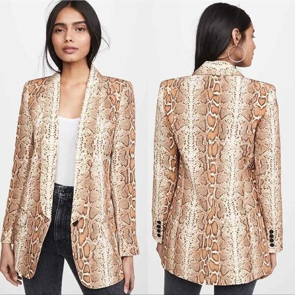 SMYTHE Long Shawl Blazer Desert Snake print size 4 / S - Picture 1 of 9